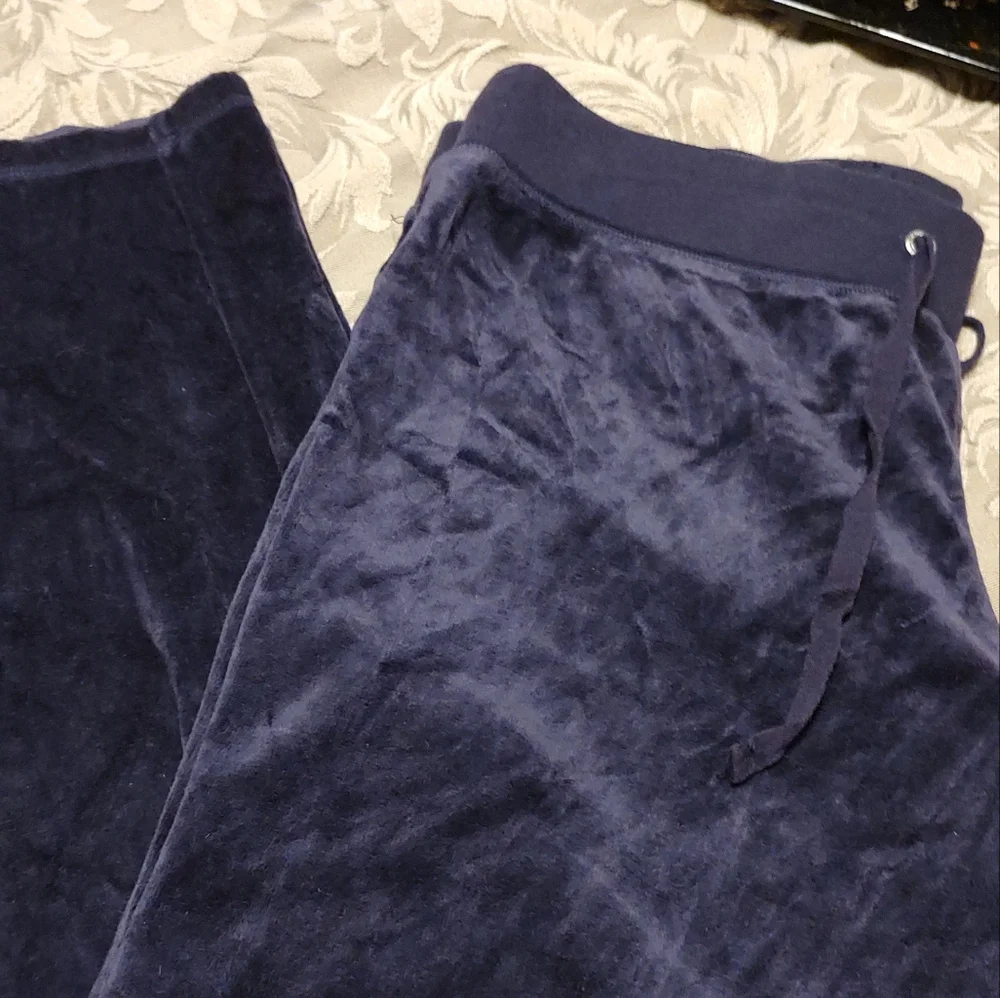 💜🍇💜 Luscious Plush Rhinestone Deep Grape Purple Velvet Velour Sweatpants - MT - Picture 5 of 8